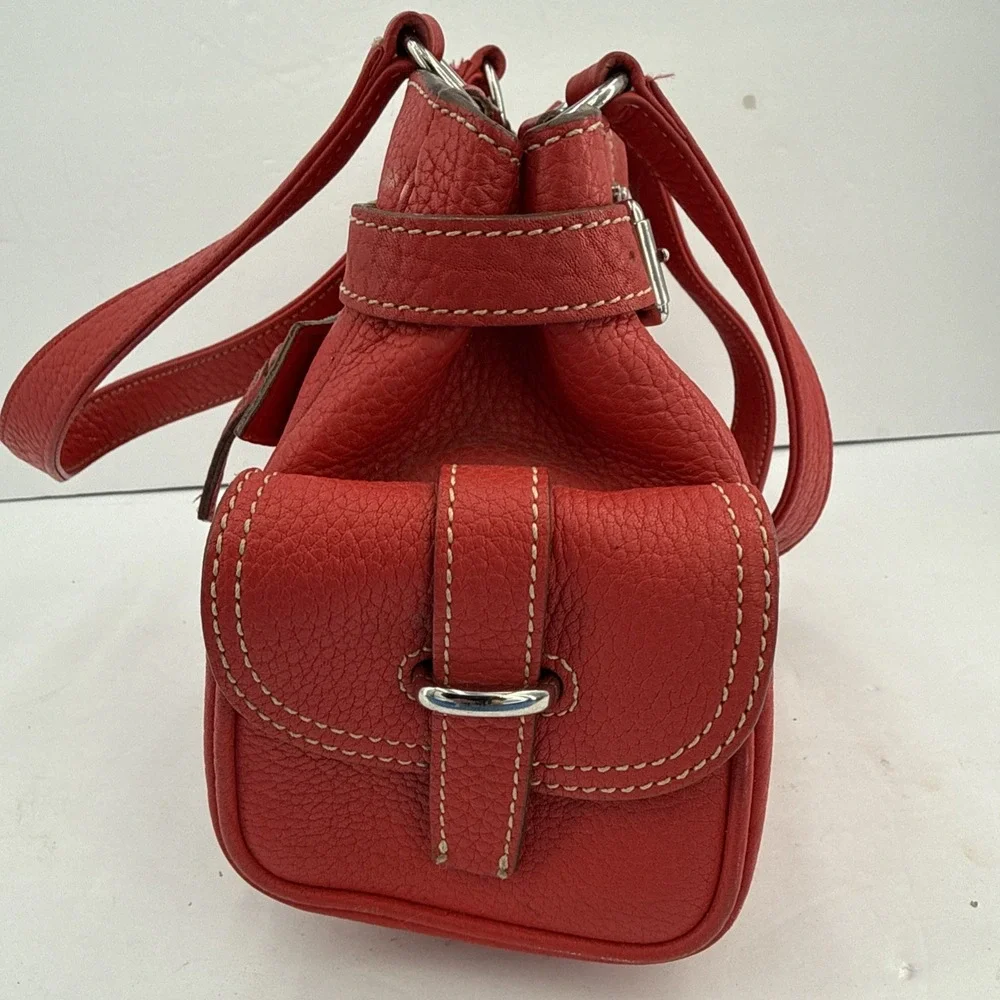 Dooney & Bourke Red Pebbled Leather Purse Satchel Bag